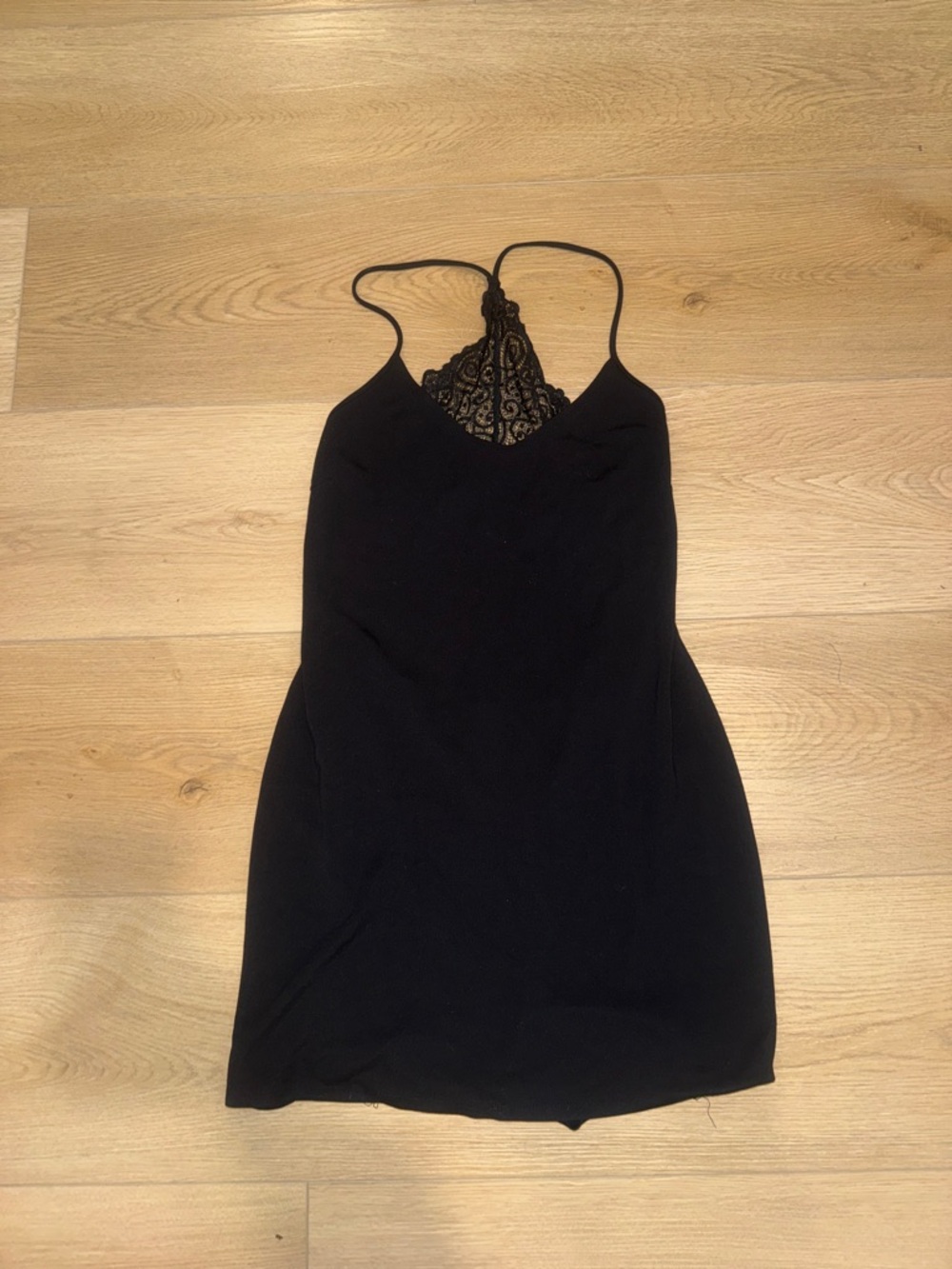 Popular Basics Black Mini Dress with Lace Back